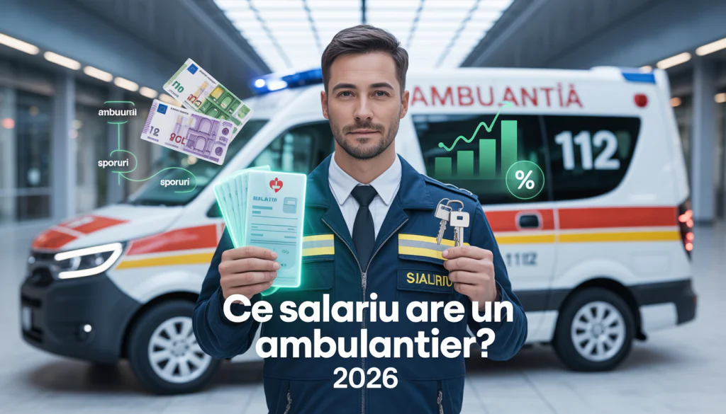 Ce salariu are un ambulantier în România în 2026? Salariu net, brut și sporuri